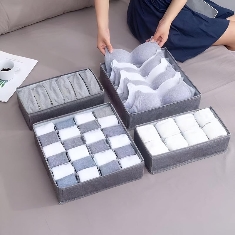 Clothing Storage - 4 Reusable Folding Organizers for Underwear, Bras, Socks, Ties, and Belts, Perfect for Tidy Drawers and Efficient Under-Bed Organization - Image 4
