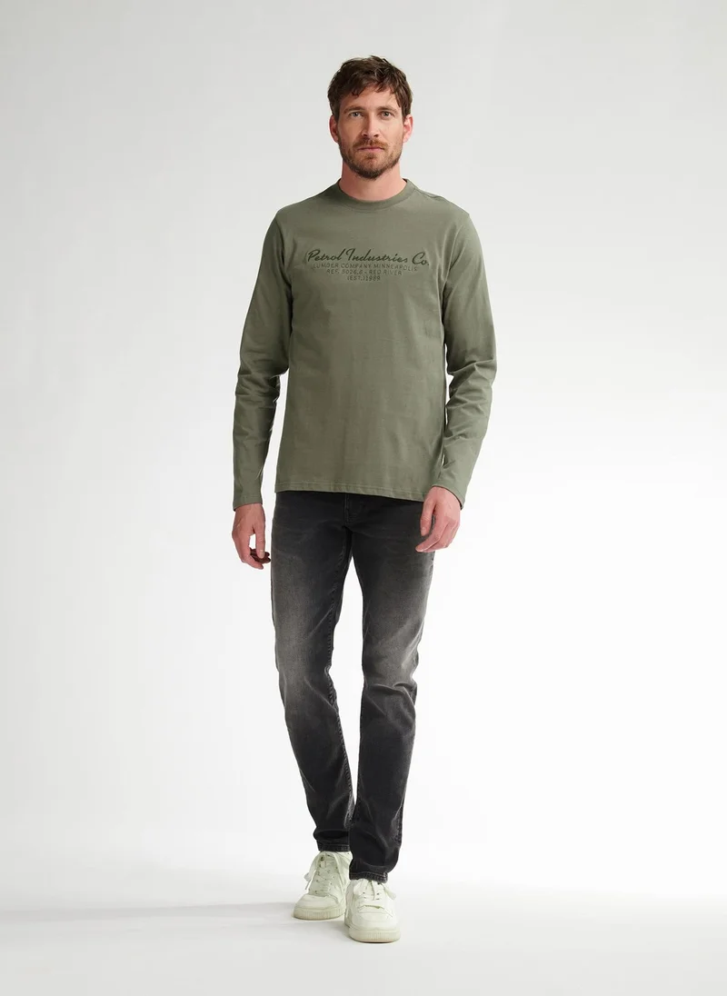 Petrol Industries 6174-Mossy Stone Men T-Shirt LS Classic Print for Men | Best Price UAE