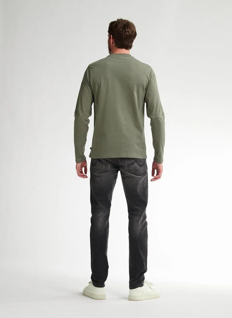 Petrol Industries 6174-Mossy Stone Men T-Shirt LS Classic Print for Men | Best Price UAE