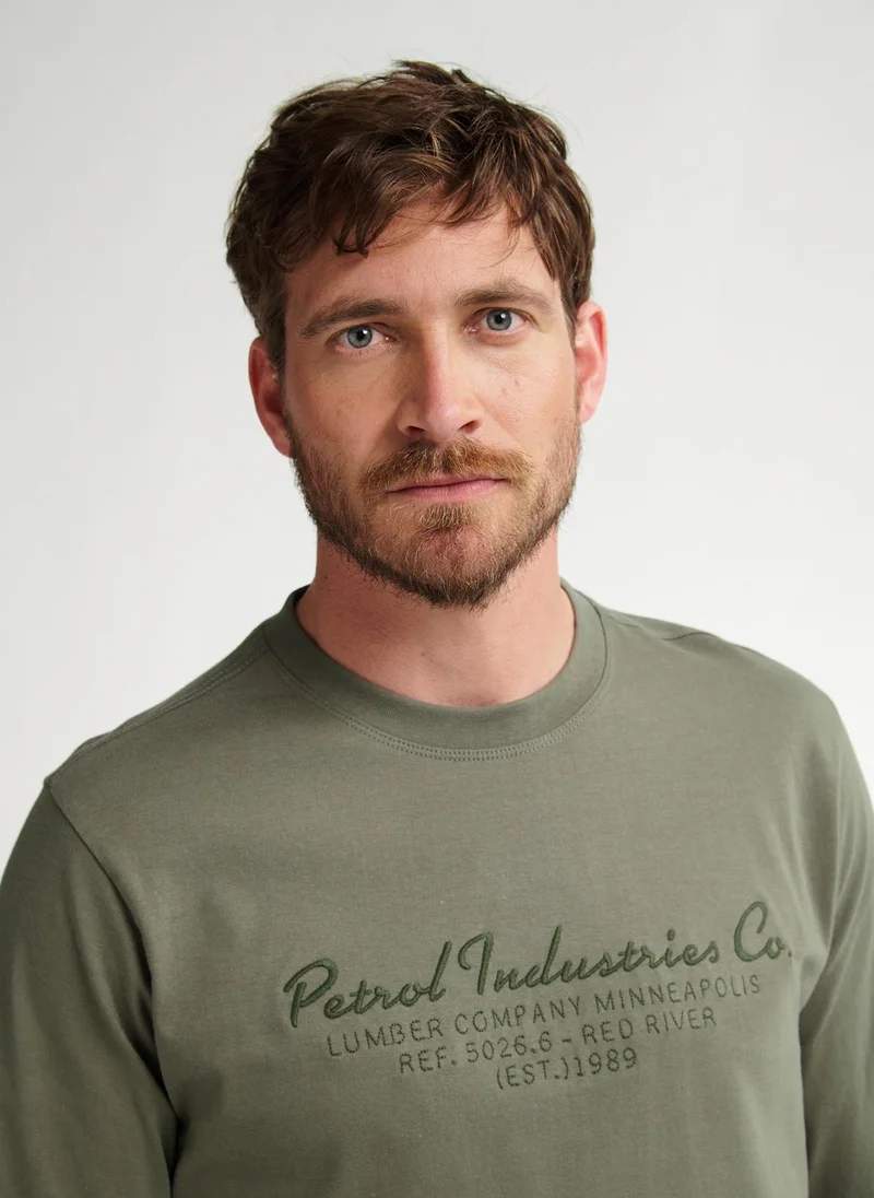 Petrol Industries 6174-Mossy Stone Men T-Shirt LS Classic Print for Men | Best Price UAE