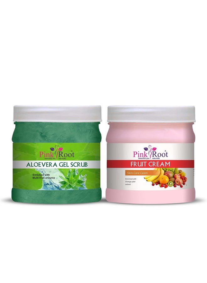 Pink Root - Pink Root Aloe Vera Gel Scrub 500gm with Fruit Cream 500gm - Image 1