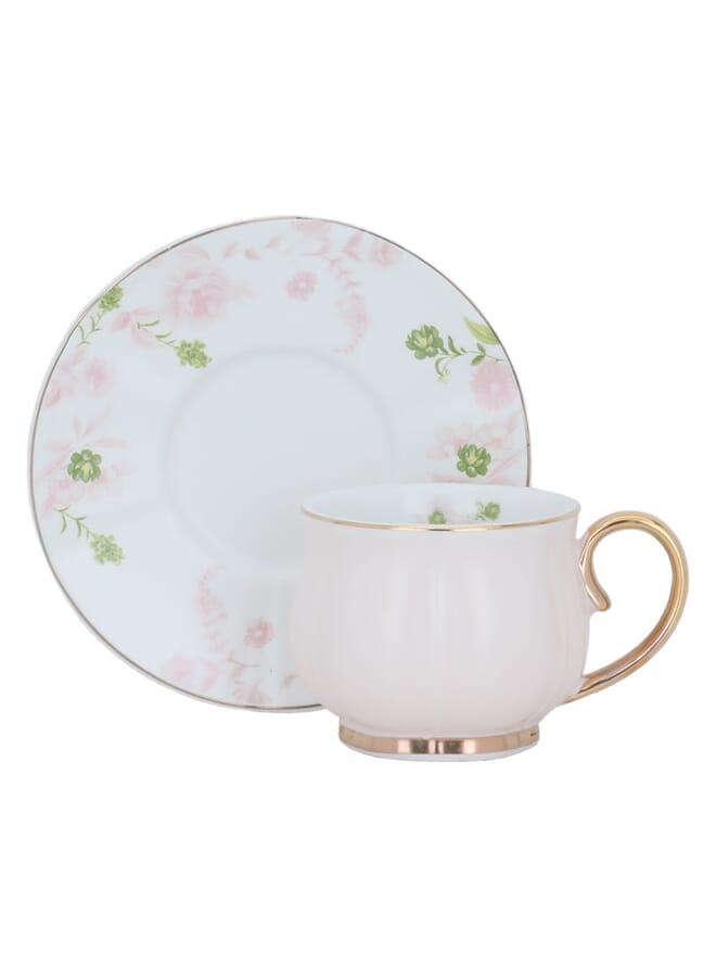 Alsaif Gallery A set of light pink and gold porcelain coffee cups and saucers, 12 pieces - Image 2