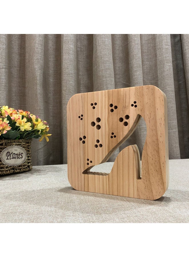 NIBEMINENT Wooden Creative Night Table Lamp Beige 19x19cm - Image 3