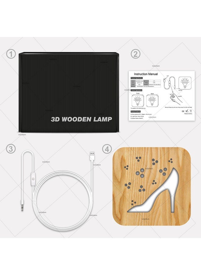 NIBEMINENT Wooden Creative Night Table Lamp Beige 19x19cm - Image 4