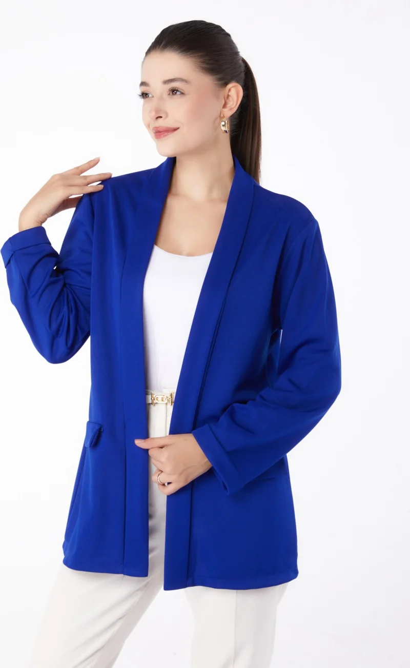 Tofisa Plain Medium Women's Blue Pocket Detailed Jacket - 13261