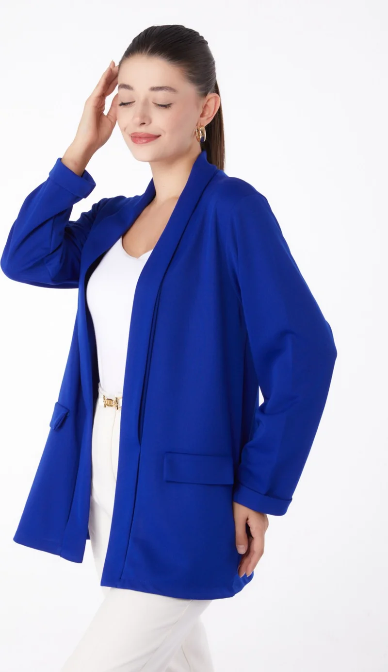 Tofisa Plain Medium Women's Blue Pocket Detailed Jacket - 13261