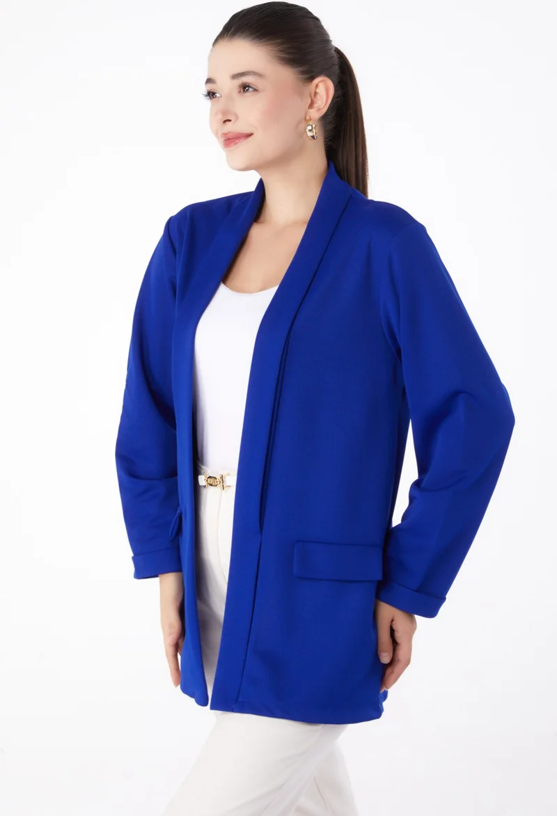 Tofisa Plain Medium Women's Blue Pocket Detailed Jacket - 13261