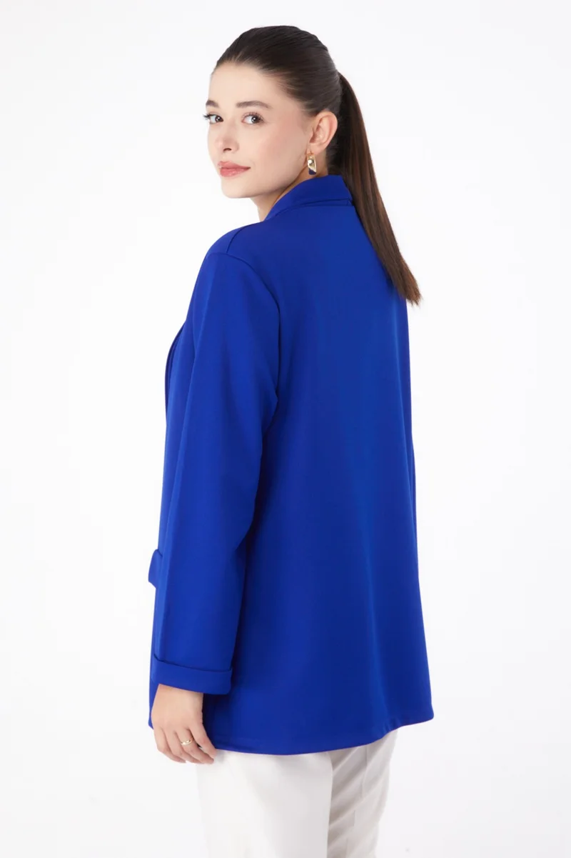 Tofisa Plain Medium Women's Blue Pocket Detailed Jacket - 13261