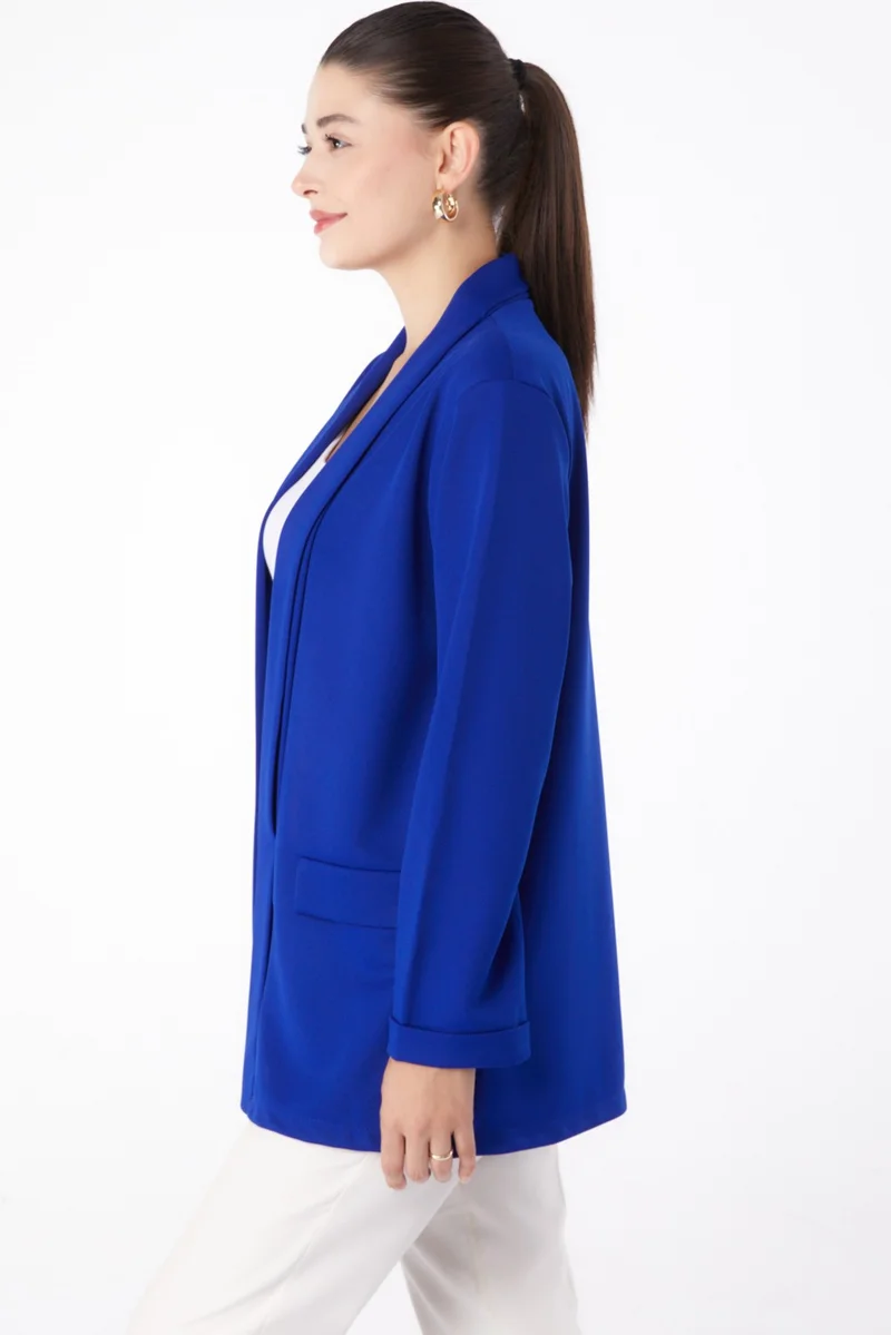 Tofisa Plain Medium Women's Blue Pocket Detailed Jacket - 13261