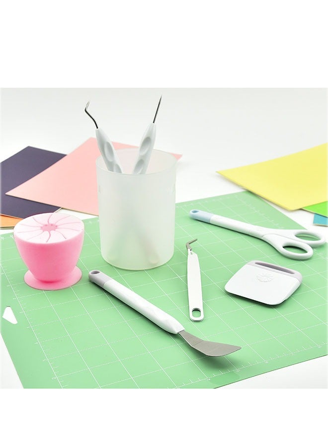 مجموعة أدوات إزالة الأعشاب الضارة المصنوعة من الفينيل من 6 قطع ، مكشطة الأعشاب الضارة هوك ملعقة ملاقط مقص لقطع البطاقات سكرابوكينغ DIY صورة ظلية النقش الحروف - Image 4