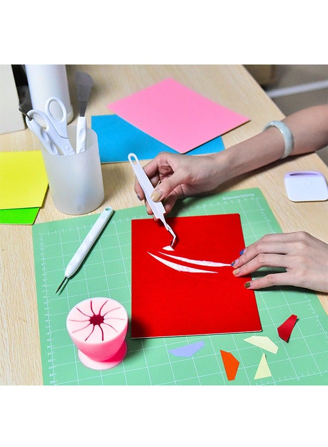 مجموعة أدوات إزالة الأعشاب الضارة المصنوعة من الفينيل من 6 قطع ، مكشطة الأعشاب الضارة هوك ملعقة ملاقط مقص لقطع البطاقات سكرابوكينغ DIY صورة ظلية النقش الحروف - Image 5