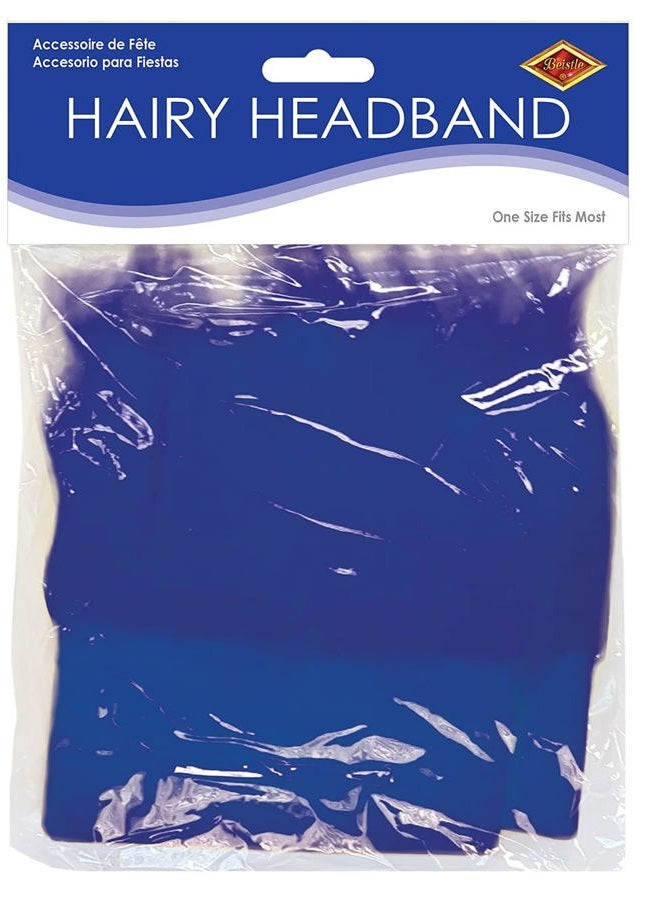 Beistle 60277-B Blue Novelty Hairy Headband School Spirit Crazy Hat Day for Sports Party Costume Accessory - Image 4