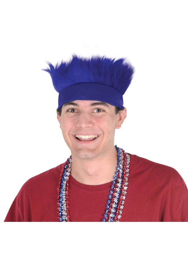 Beistle 60277-B Blue Novelty Hairy Headband School Spirit Crazy Hat Day for Sports Party Costume Accessory - Image 2