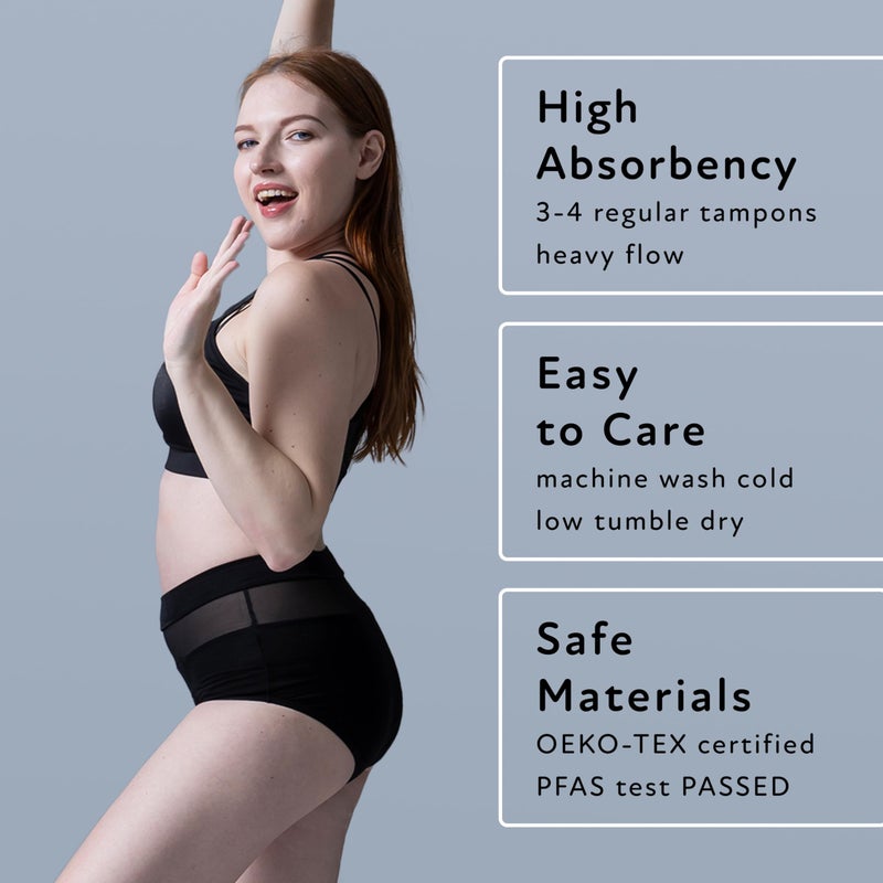 Goat Union Overnight Period Underwear for Women Heavy Flow, Leakproof Menstrual Panties Full Coverage, Briefs, 2XL, Pack of 1 - Image 3