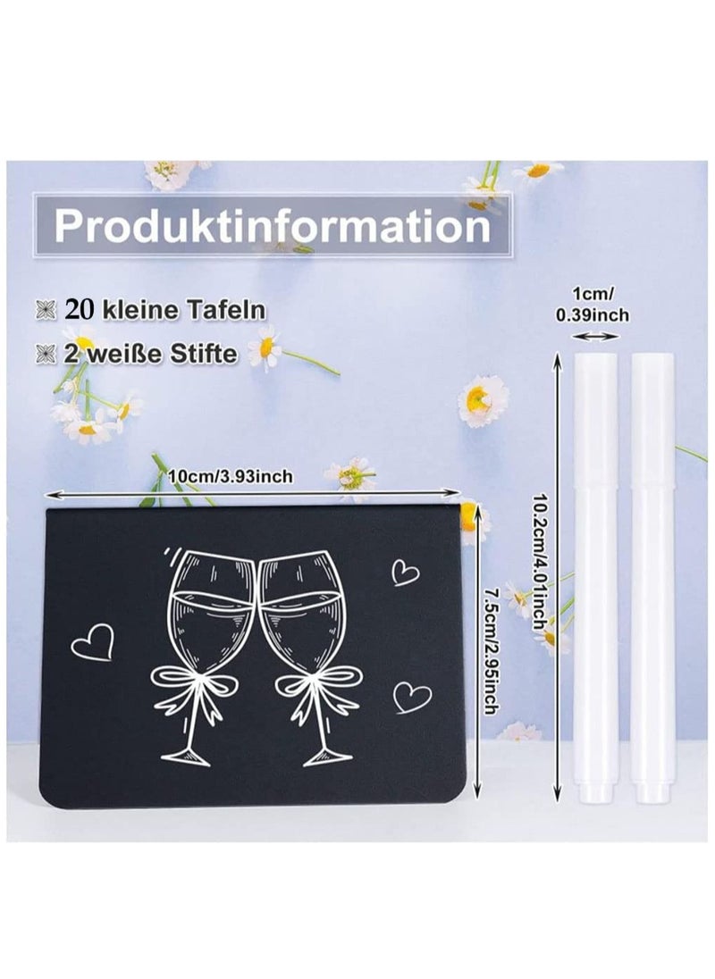 Generic 20 Mini Chalkboards for Labeling, Price Tags, Place Cards, and Buffets - Includes 2 White Pens - Perfect for Parties and Events, Small Plastic Boards for Easy Use.  - Image 4