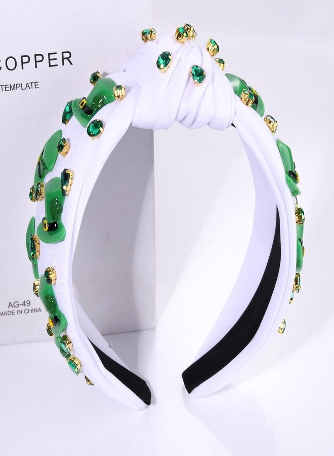 بودرير طوق رأس للنساء بمناسبة عيد القديس باتريك، قبعة أيرلندية خضراء مزينة بالكريستال، طوق رأس معقود، زي حفلة غرين داي، إكسسوارات رأس، هدايا (قبعة علوية) - Image 5