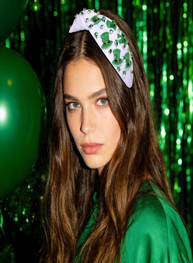 بودرير طوق رأس للنساء بمناسبة عيد القديس باتريك، قبعة أيرلندية خضراء مزينة بالكريستال، طوق رأس معقود، زي حفلة غرين داي، إكسسوارات رأس، هدايا (قبعة علوية) - Image 3