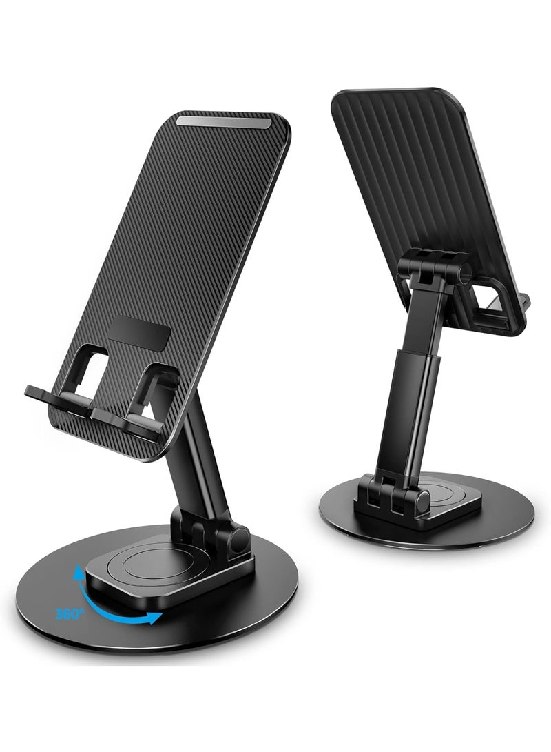 SOLARAE Cell Phone Stand, 360¬∞Rotation Height Adjustable Phone Holder for Desk, Desk Accessories, With iPhone Most Phones, iPhone 15 Pro/Pro Max, Samsung Galaxy, Tablet/iPad Black - Image 1