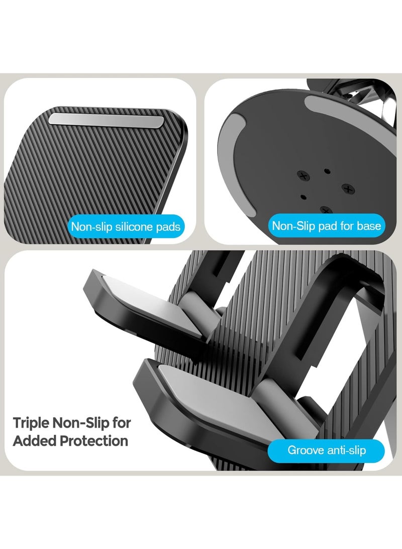 SOLARAE Cell Phone Stand, 360¬∞Rotation Height Adjustable Phone Holder for Desk, Desk Accessories, With iPhone Most Phones, iPhone 15 Pro/Pro Max, Samsung Galaxy, Tablet/iPad Black - Image 5