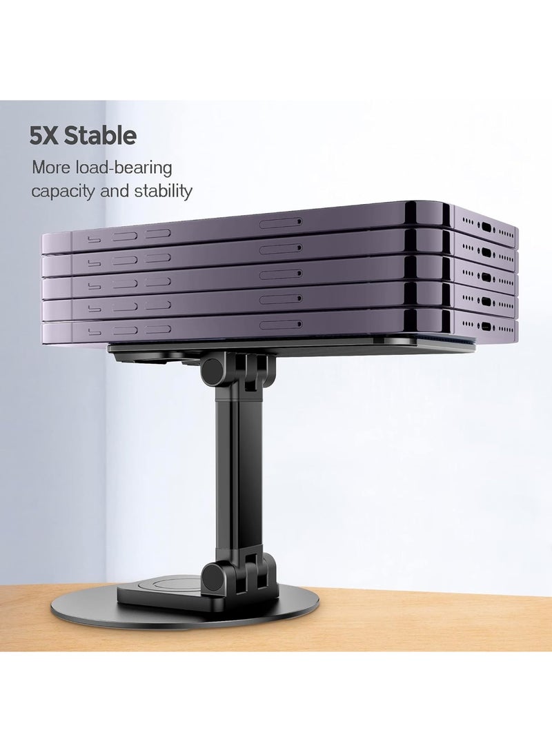 SOLARAE Cell Phone Stand, 360¬∞Rotation Height Adjustable Phone Holder for Desk, Desk Accessories, With iPhone Most Phones, iPhone 15 Pro/Pro Max, Samsung Galaxy, Tablet/iPad Black - Image 2