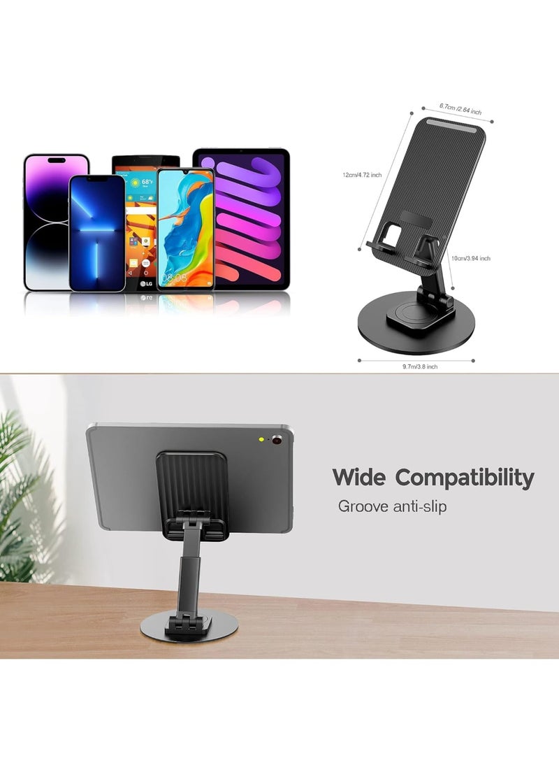 SOLARAE Cell Phone Stand, 360¬∞Rotation Height Adjustable Phone Holder for Desk, Desk Accessories, With iPhone Most Phones, iPhone 15 Pro/Pro Max, Samsung Galaxy, Tablet/iPad Black - Image 4