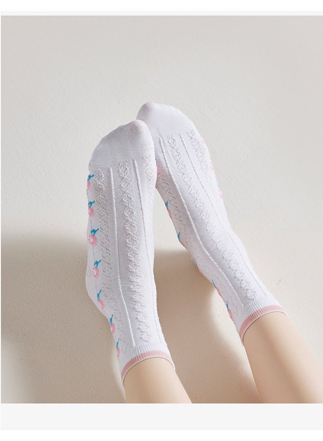 5 Pairs Floral Lovely Design Cotton Socks - Image 5