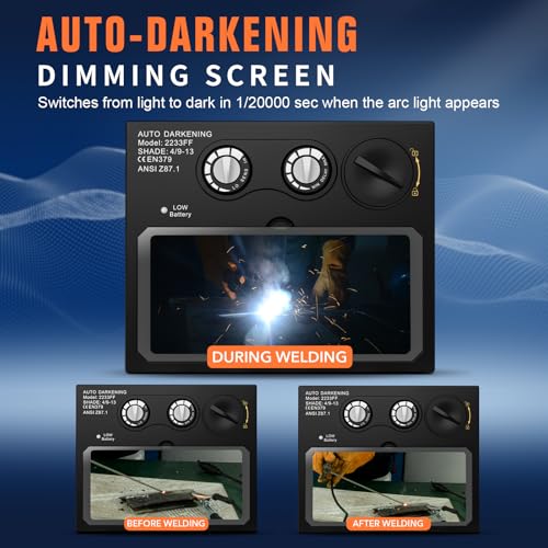 TRQWH Welding Lens - Solar Auto Darkening Welding Helmet Lens True Color Technology with 2 Arc Sensor Ajustable Shade Range 4/9-13 Automatic LCD Lens Dimming Shade Filter 4.33x3.54in Auto Welding Lens - Image 4