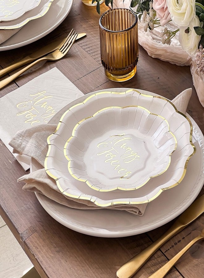 Kate Aspen Always & Forever Wedding Paper Plates and Napkins Set - 72 Piece Wedding Plates Disposable Party Tableware for 24 Guests - Bridal Shower Decorations, Engagement Party Decor - Image 3