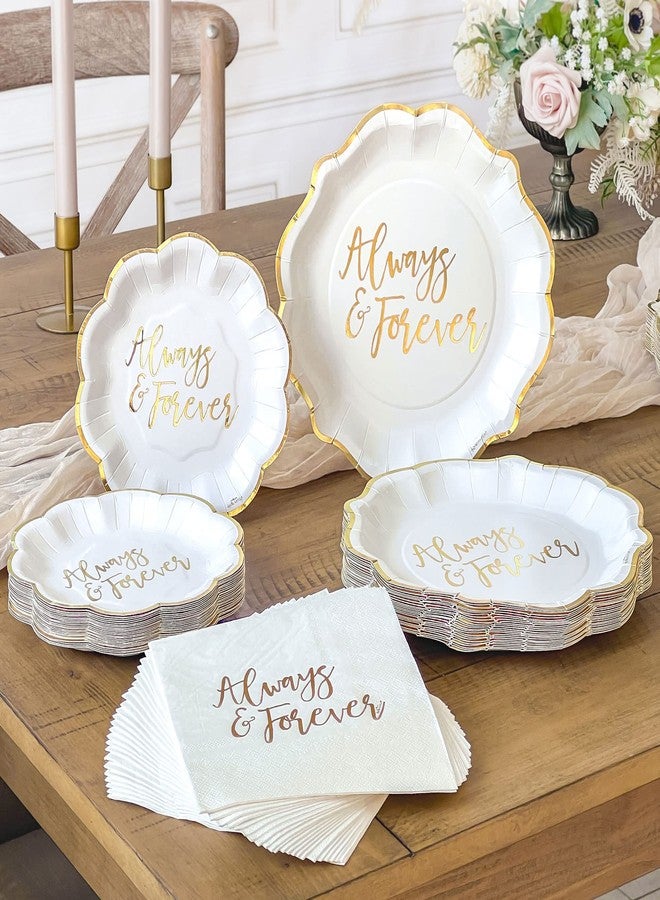 Kate Aspen Always & Forever Wedding Paper Plates and Napkins Set - 72 Piece Wedding Plates Disposable Party Tableware for 24 Guests - Bridal Shower Decorations, Engagement Party Decor - Image 2