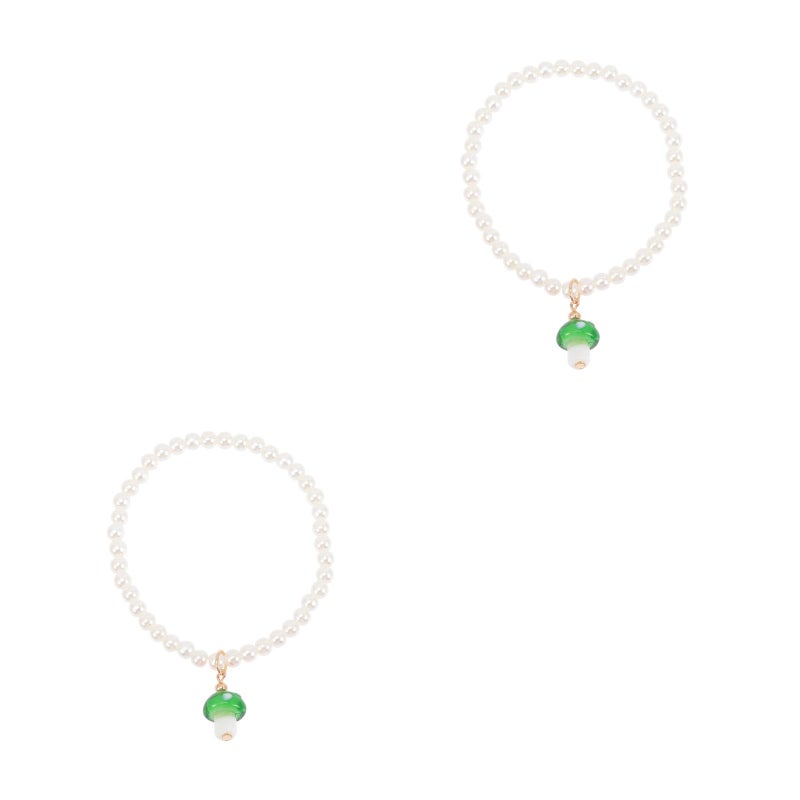 2pcs Bracelet Mushroom Charm Bead Bracelet for Wedding Bridal Party Prom Beach - Image 1