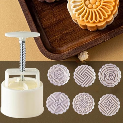 HOMETIC Fondant Decorative Moon Cake Cookie Pressers Mold 6-Pcs Punch Set Hand Make Baking Accessories Fondant Punch Thickness Mold Moon Cake Cutter Pastry (1-Pcs) - Image 5