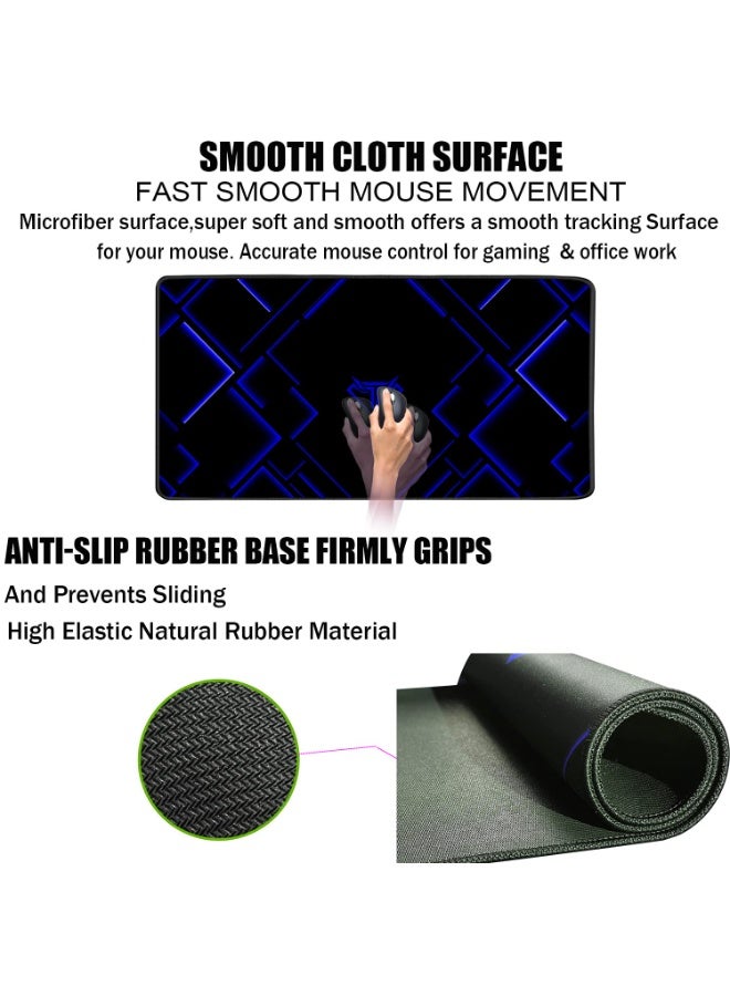 Large Extended Gaming Mouse Pad, Long Mouse Pads, Extra Large Big Mouse Pad with Stitched Edge, XXL Non-Slip Computer Computer Keyboard Mat for Gamer/Desktop/Office/Home,Blue - Image 3
