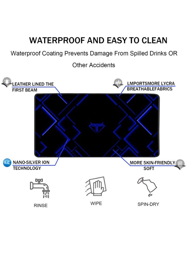 Large Extended Gaming Mouse Pad, Long Mouse Pads, Extra Large Big Mouse Pad with Stitched Edge, XXL Non-Slip Computer Computer Keyboard Mat for Gamer/Desktop/Office/Home,Blue - Image 4