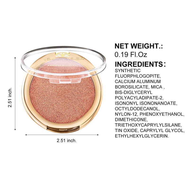 YOUNG VISION Pressed Powder Highlighter, Baked Natural Glow Contour Powder & Face Highligher, Cruelty-Free, Shimmer Highlighting Makeup for Face, Eye, Eyeshadow, Body, Skin, Xmas Gift (Cinnamon) - Image 4