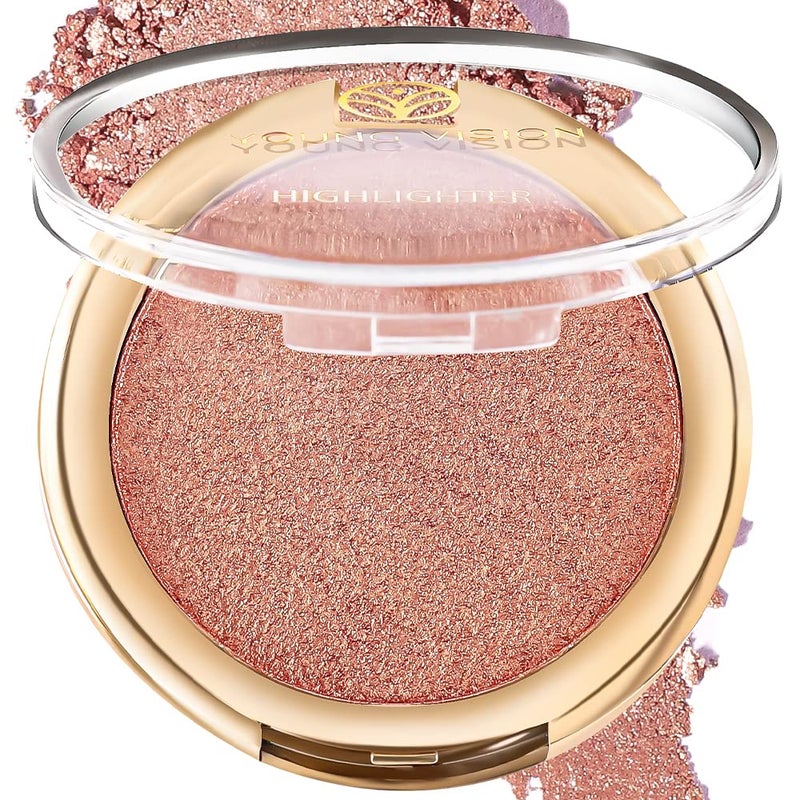 YOUNG VISION Pressed Powder Highlighter, Baked Natural Glow Contour Powder & Face Highligher, Cruelty-Free, Shimmer Highlighting Makeup for Face, Eye, Eyeshadow, Body, Skin, Xmas Gift (Cinnamon) - Image 1
