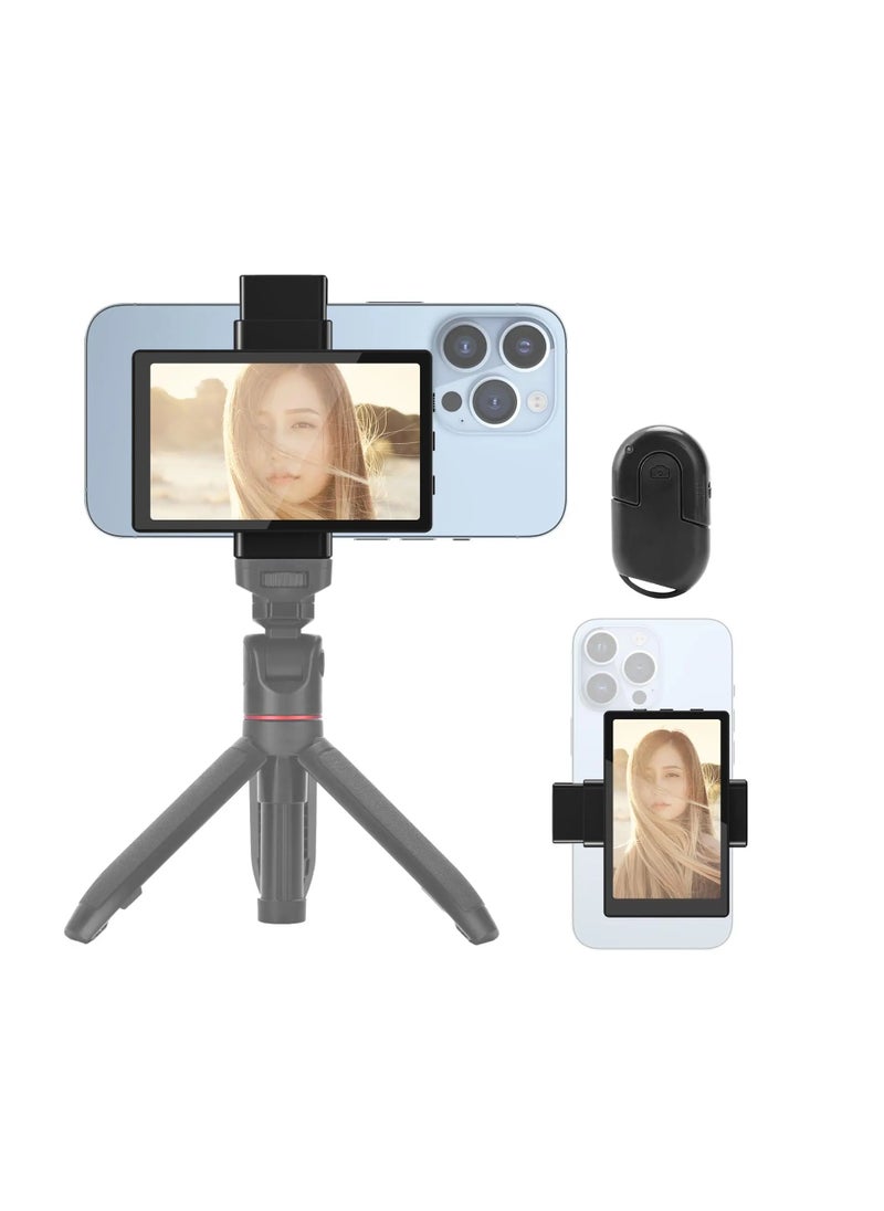 KingMa - KingMa VL-PH01 Selfie Vlog Screen Monitor for Rear Camera Selfie Shooting, Compatible with iPhone with Magnetic Phone Clip and Bluetooth Remote for Selfie Vlog Live Stream and Video Recording - Image 1