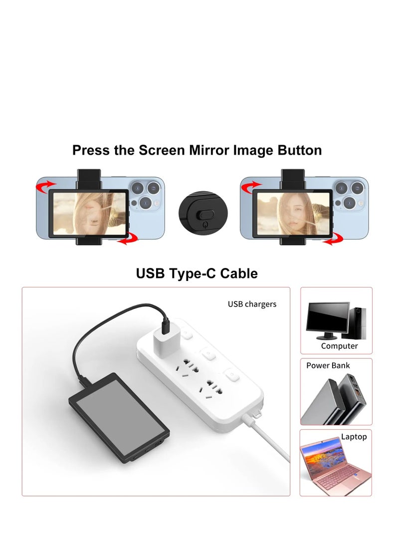 KingMa - KingMa VL-PH01 Selfie Vlog Screen Monitor for Rear Camera Selfie Shooting, Compatible with iPhone with Magnetic Phone Clip and Bluetooth Remote for Selfie Vlog Live Stream and Video Recording - Image 1