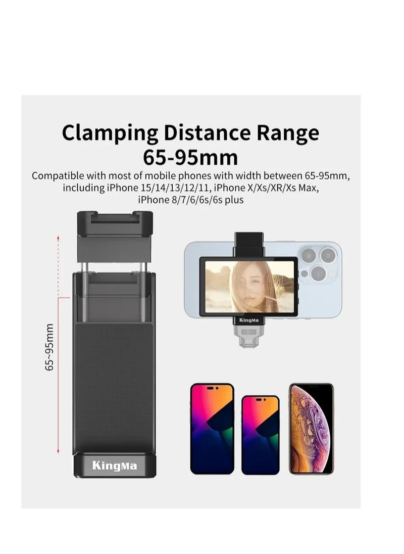 KingMa - KingMa VL-PH01 Selfie Vlog Screen Monitor for Rear Camera Selfie Shooting, Compatible with iPhone with Magnetic Phone Clip and Bluetooth Remote for Selfie Vlog Live Stream and Video Recording - Image 1