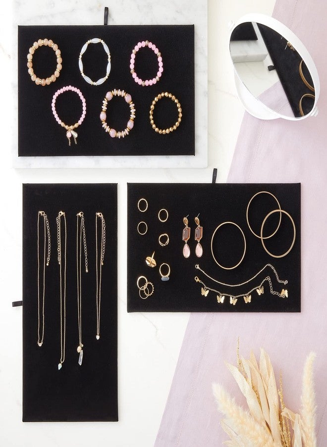 Juvale Black Velvet Jewelry Display Trays - Multipurpose Ring Display & Bracelet Holder - Soft Velvet Surface & Plush Boards - Space-Saving Stackable Jewelry Trays - Pack of 6, 14 in, Rectangular - Image 2