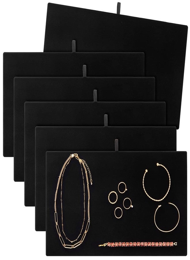 Juvale Black Velvet Jewelry Display Trays - Multipurpose Ring Display & Bracelet Holder - Soft Velvet Surface & Plush Boards - Space-Saving Stackable Jewelry Trays - Pack of 6, 14 in, Rectangular - Image 1