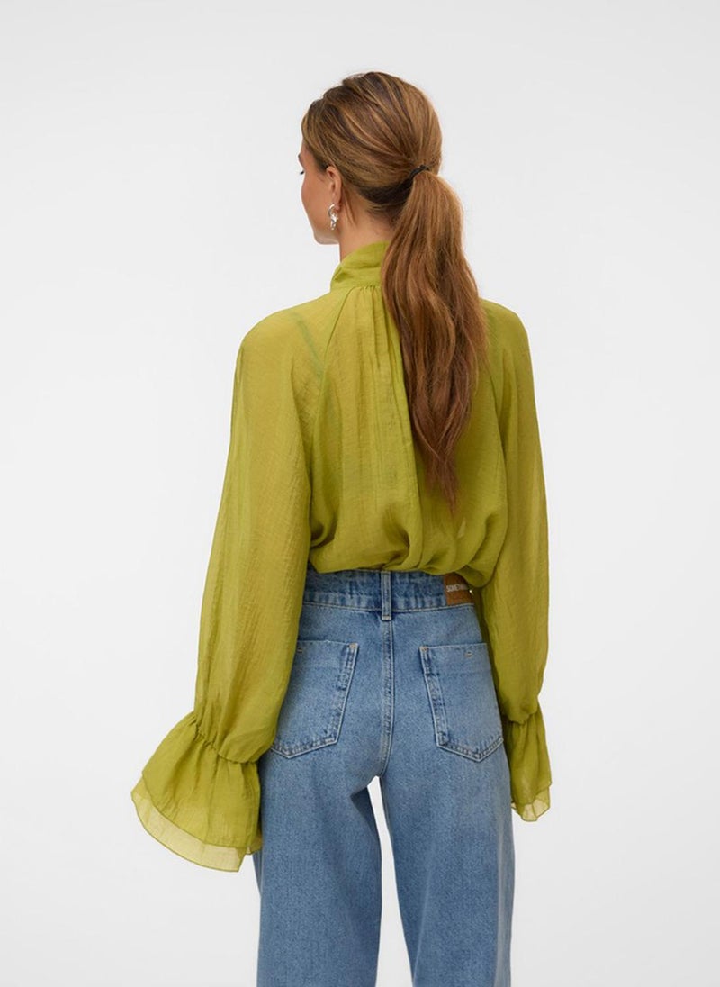 VERO MODA VMKEHLANII Long Sleeve Ruffle Scarf Top - Image 3