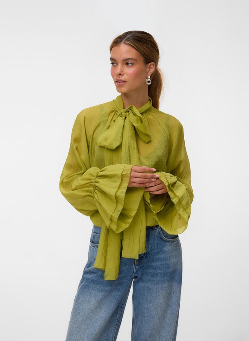 VERO MODA VMKEHLANII Long Sleeve Ruffle Scarf Top - Image 1