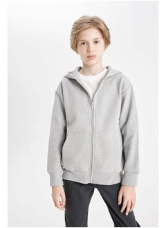 DeFacto Boy Regular Fit Hooded Long Sleeve Knitted Cardigan  - Image 3