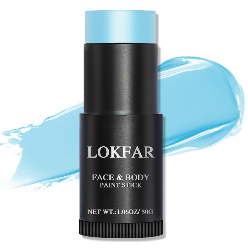LOKFAR Light Blue Face Body Paint Stick, Eye Black Stick for Sports, Waterproof Full-Coverage Blue Face Makeup for Halloween Avatar Sally Corpse Bride Cosplay Makeup - Image 1
