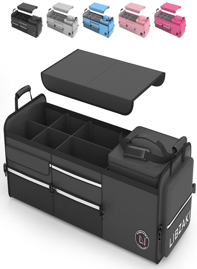 LI LIBZAKI LIBZAKI Oversize 4 in 1 Car Trunk Storage Organizer, Multi Compartment Collapsible Trunk Storage Box with Cooler Bag for Car Truck SUV-Black - Image 1