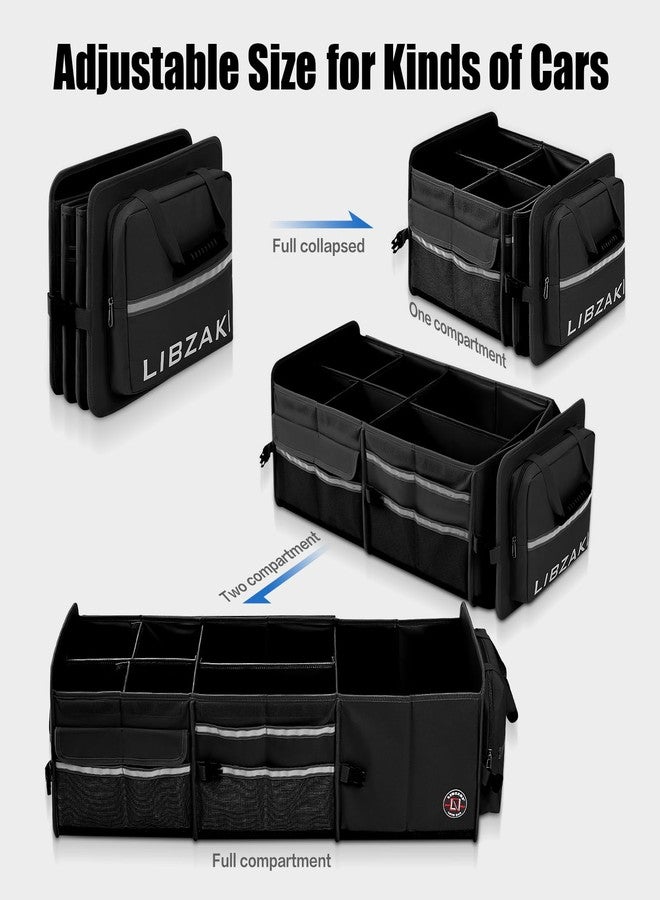 LI LIBZAKI LIBZAKI Oversize 4 in 1 Car Trunk Storage Organizer, Multi Compartment Collapsible Trunk Storage Box with Cooler Bag for Car Truck SUV-Black - Image 3