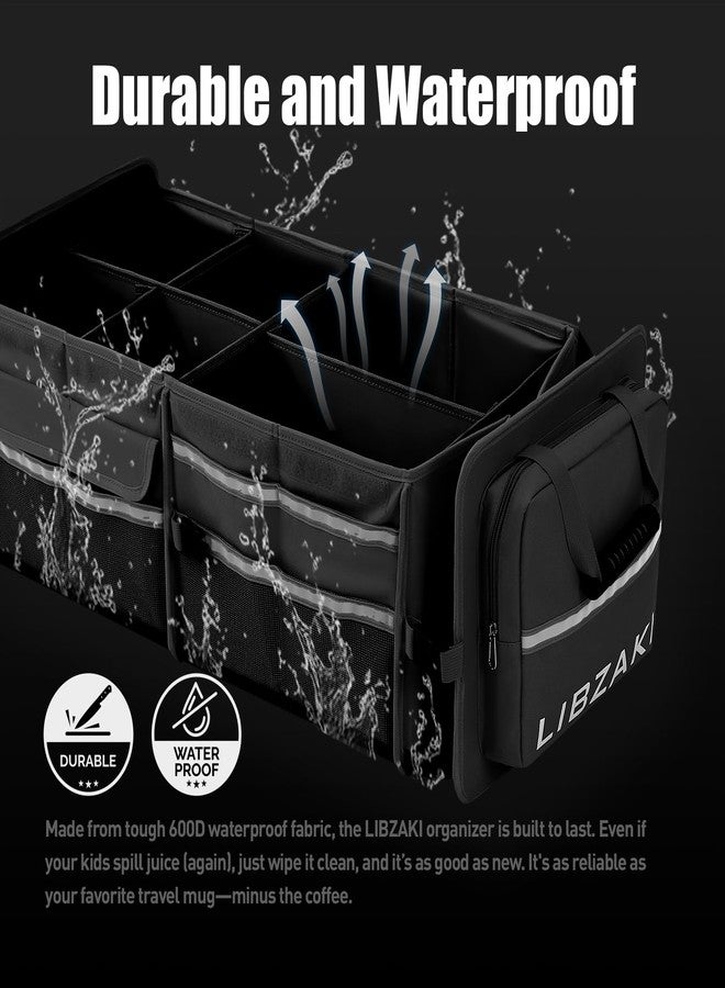 LI LIBZAKI LIBZAKI Oversize 4 in 1 Car Trunk Storage Organizer, Multi Compartment Collapsible Trunk Storage Box with Cooler Bag for Car Truck SUV-Black - Image 2