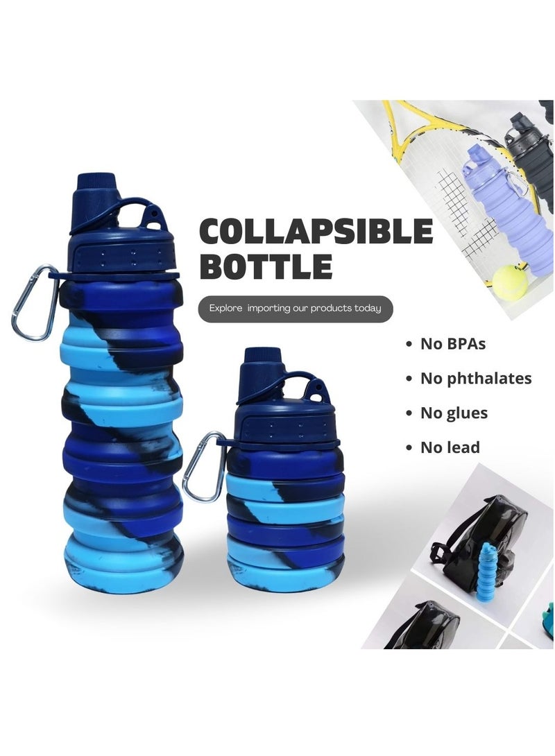 اي ار تي سي زجاجة مياه قابلة للطي من السيليكون من ARTC للرياضة وقابلة لإعادة الاستخدام ومضادة للتسرب وقابلة للطي والفصل وخالية من مادة BPA مع حلقة تسلق للمشي لمسافات طويلة وركوب الدراجات والسفر والمدرسة لون مزدوج - Image 3