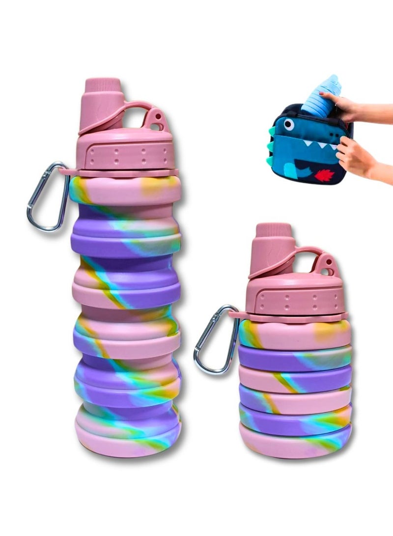 اي ار تي سي زجاجة مياه قابلة للطي من السيليكون من ARTC للرياضة وقابلة لإعادة الاستخدام ومضادة للتسرب وقابلة للطي والفصل وخالية من مادة BPA مع حلقة تسلق للمشي لمسافات طويلة وركوب الدراجات والسفر والمدرسة لون مزدوج - Image 1