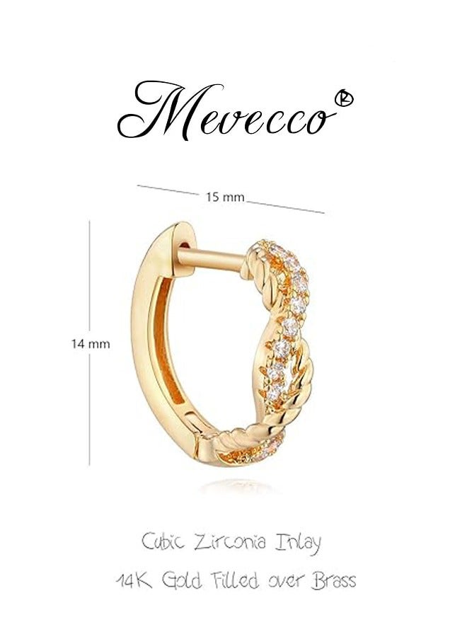 Mevecco Women Huggie Hoop Earrings Gold Ear Stud Cuff 14K Gold Filled Small Boho Beach Simple Delicate Handmade Hypoallergenic Jewelry Gift - Image 4